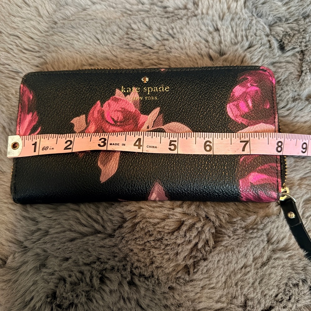 Kate Spade Black and Pink Rose Wallet